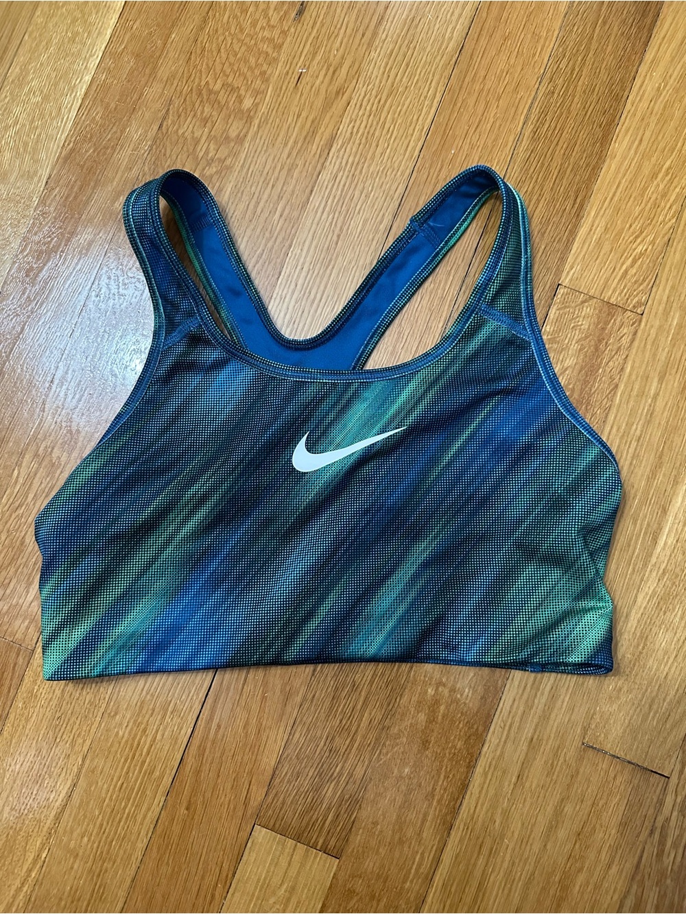 Nike Blue-Green Printed Racerback Sports Bra